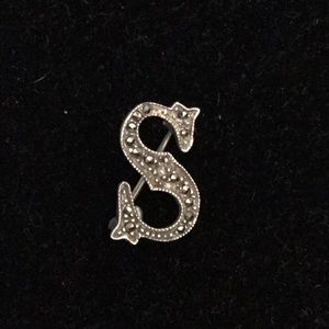 NF 925 Marcasite Sterling silver letter s brooch